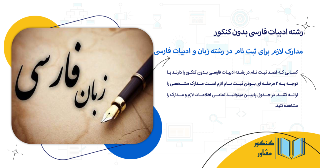 مدارک لازم برای ثبت نام در رشته زبان و ادبیات فارسی بدون کنکور