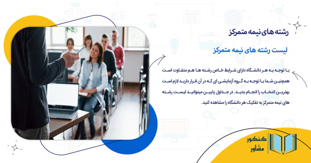 لیست رشته های نیمه متمرکز