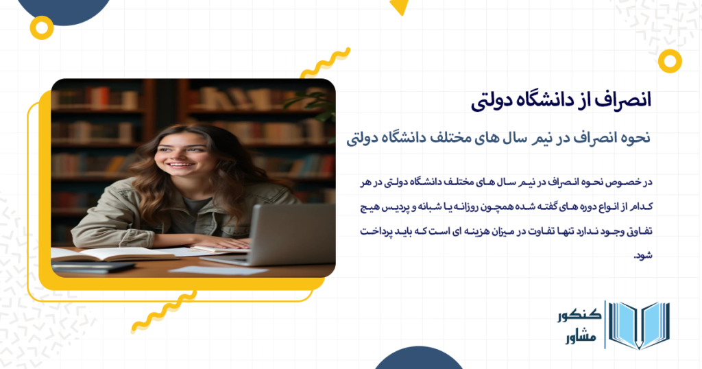 نحوه انصراف در نیم سال های مختلف دانشگاه دولتی