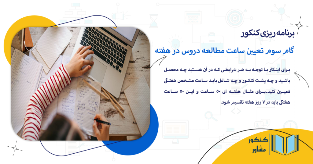 گام سوم تعیین ساعت مطالعه دروس در هفته