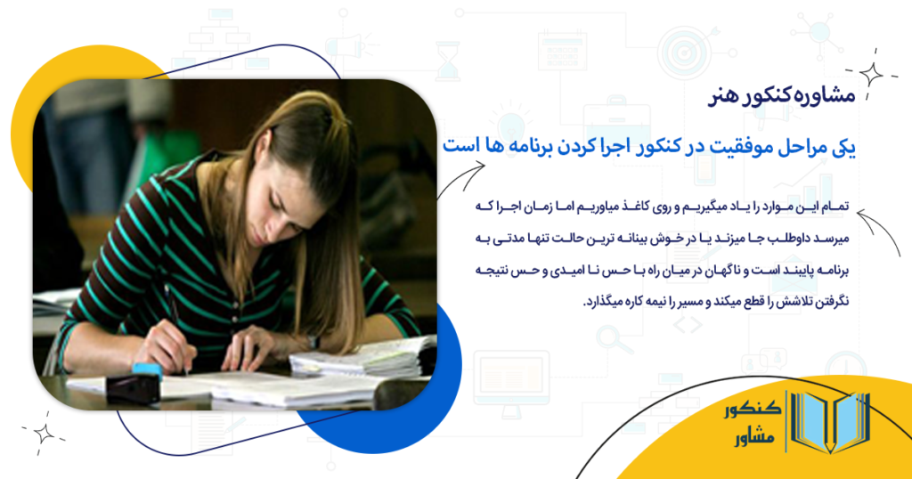 یکی مراحل موفقیت در کنکور اجرا کردن برنامه ها است