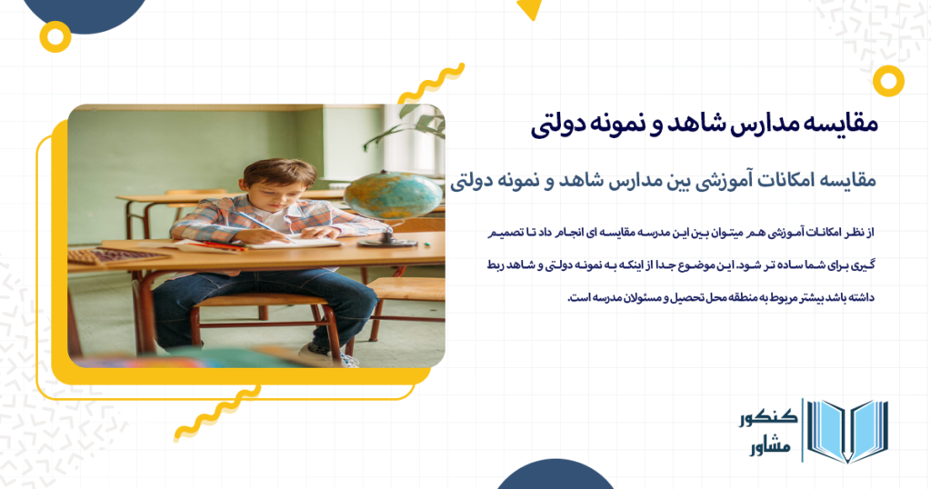 مقایسه امکانات آموزشی بین مدارس شاهد و نمونه دولتی